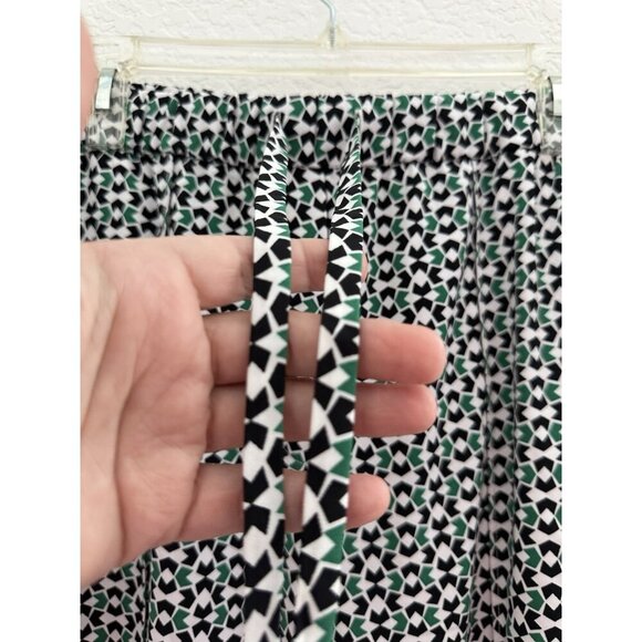 Worthington Green Black Geometric Jogger Pants L Mid-Rise Elastic Waist Grandma - Picture 4 of 12
